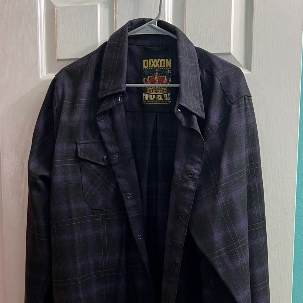 DIXXON Men's Purple and Black Plaid Shirt Jacket